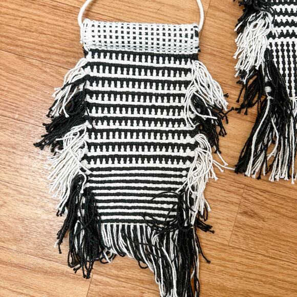 Opalhouse Macrame Tapestries Black & White Set of 2 Boho Wall Decor - Picture 2 of 3